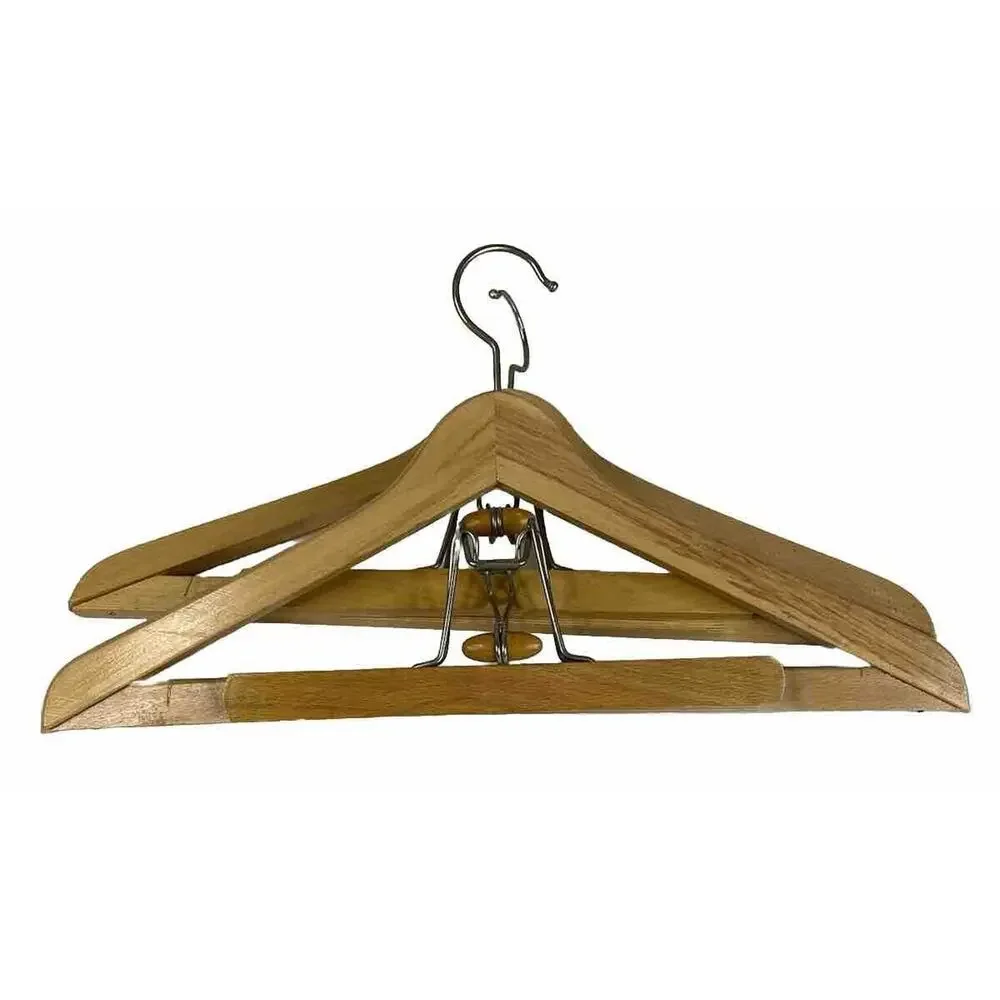3 Vtg Wood Suit Jacket Hanger Trouser Clamp Diplomat Maple Lot